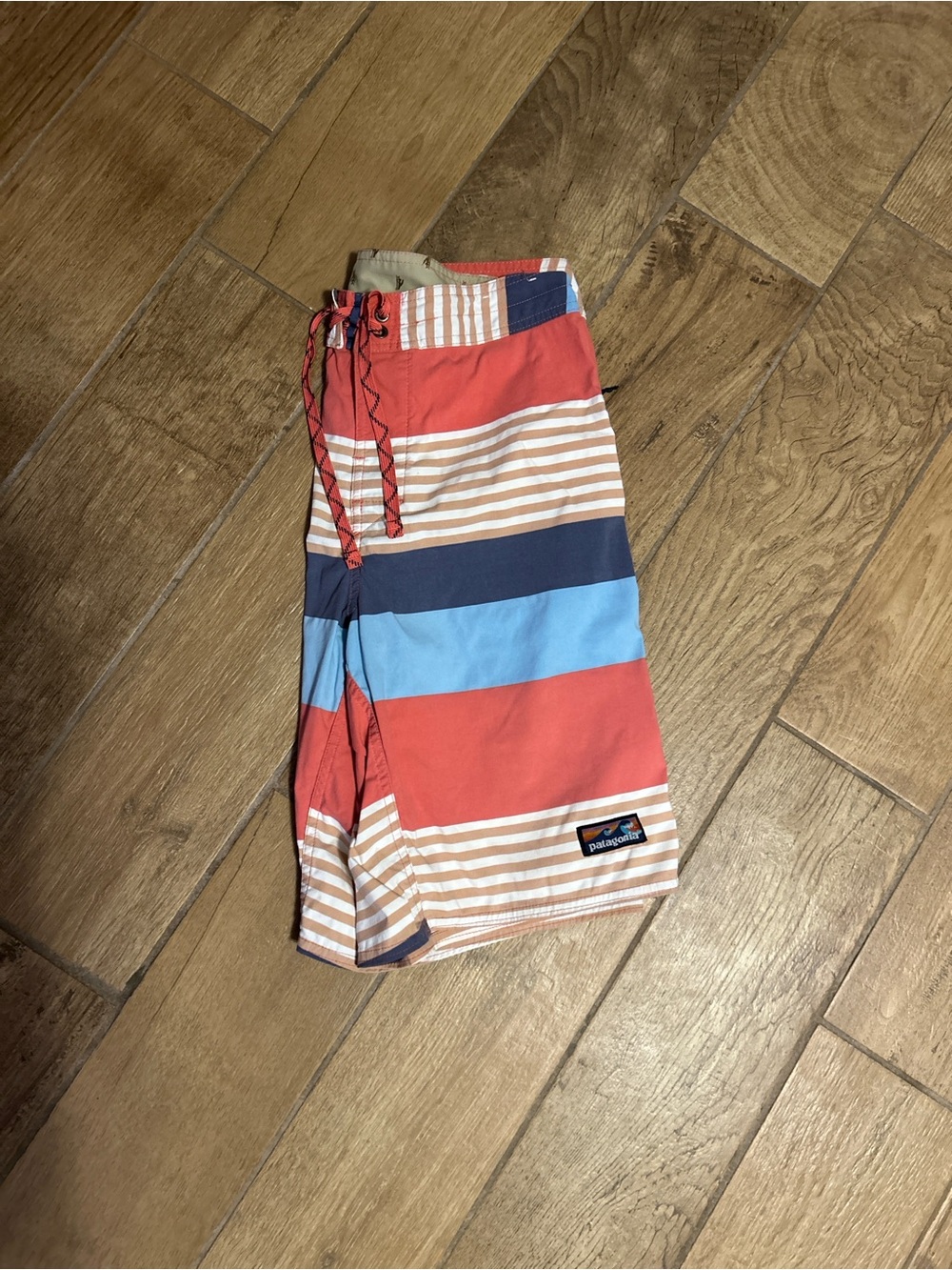 Patagonia Men’s Red, Blue and Navy Striped Board Shorts